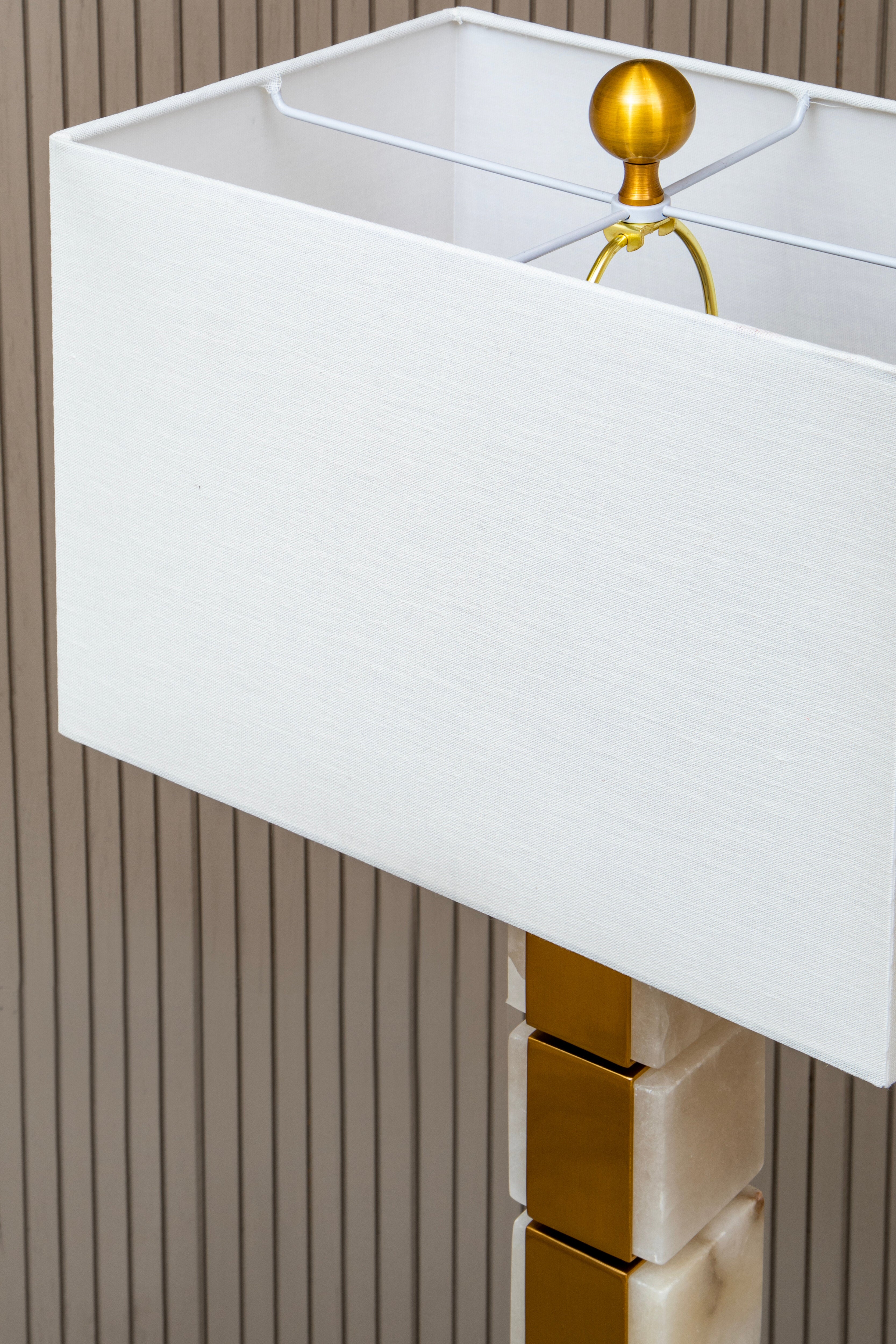 Borello Grey Marble & Gold Stacked Table Lamp